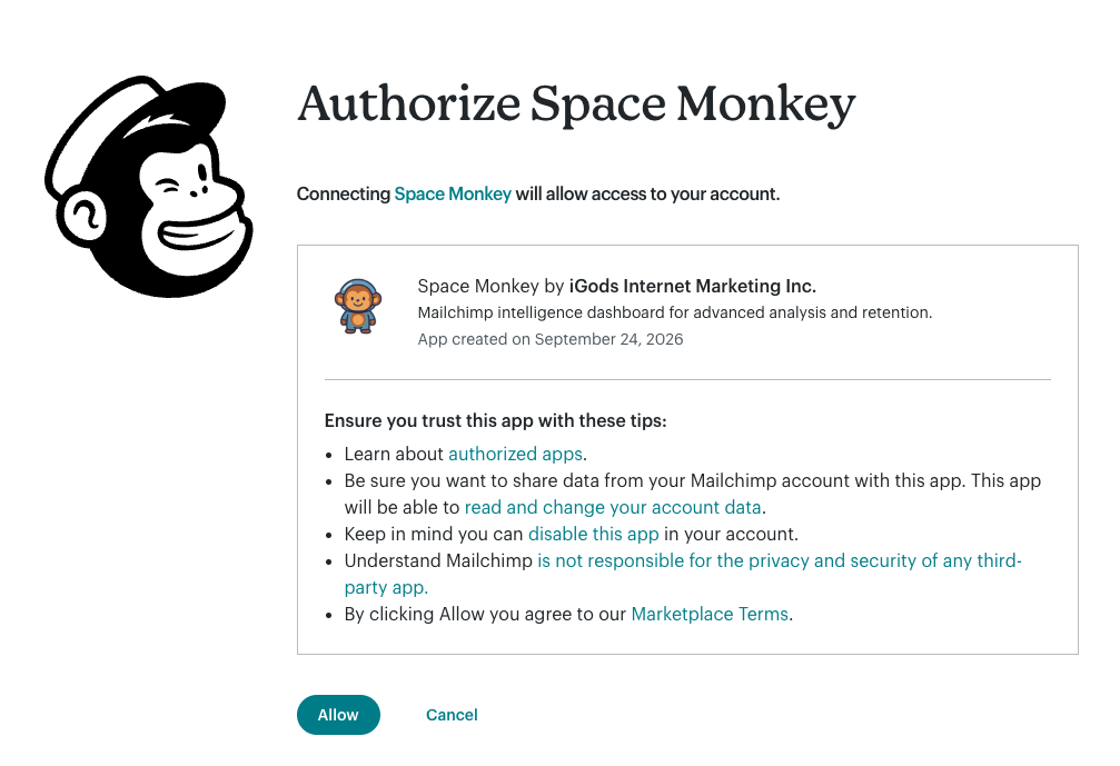 Authorize Space Monkey